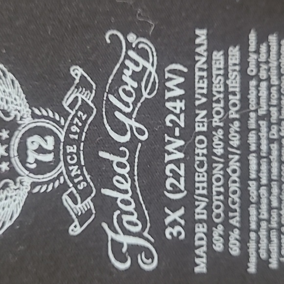 T shirt long sleeve v neck black 3X - Picture 4 of 4